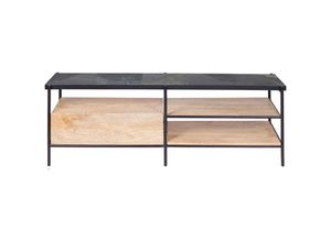 3663095111401 - TV-Möbel aus massivem Marmor und Mangoholz 150 cm schwarz