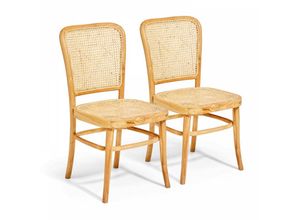 3663095112705 - Set von 2 Stühlen aus Naturrattan und massivem Teakholz - Kastanie