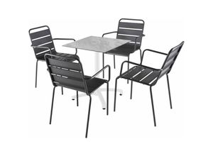 3663095147660 - Oviala - Tisch 60x60 cm kippbar Marmor und 4 Stühle aus grauem Metall 3663095147660 - Oviala - Tisch 60x60 cm kippbar Marmor und 4 Stühle aus grauem Metall