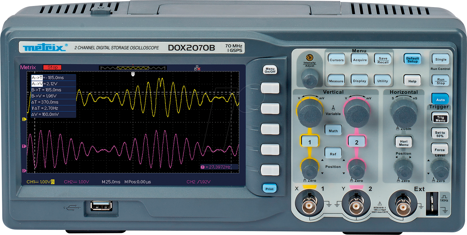 3663653001472 - Metrix DOX2070B Digital-Oszilloskop 70 MHz 2-Kanal 50 GSa s 2 Mpts 8 Bit Digital-Speicher (DSO) 1 St