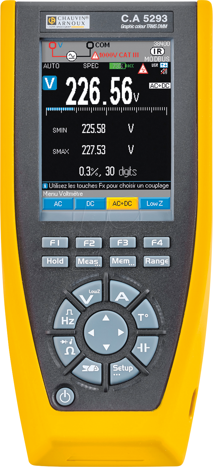 3663653005685 - Chauvin Arnoux CA 5293-BT Hand-Multimeter digital Datenlogger Grafik-Display CAT III 1000 V CAT IV 600 V Anzeige (Counts) 100000