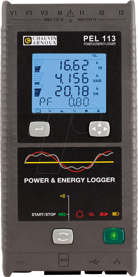 3663653009157 - CHAU P01300003 - Datenlogger PEL 113 mit Stromzange MA194-350 und Netzadapter