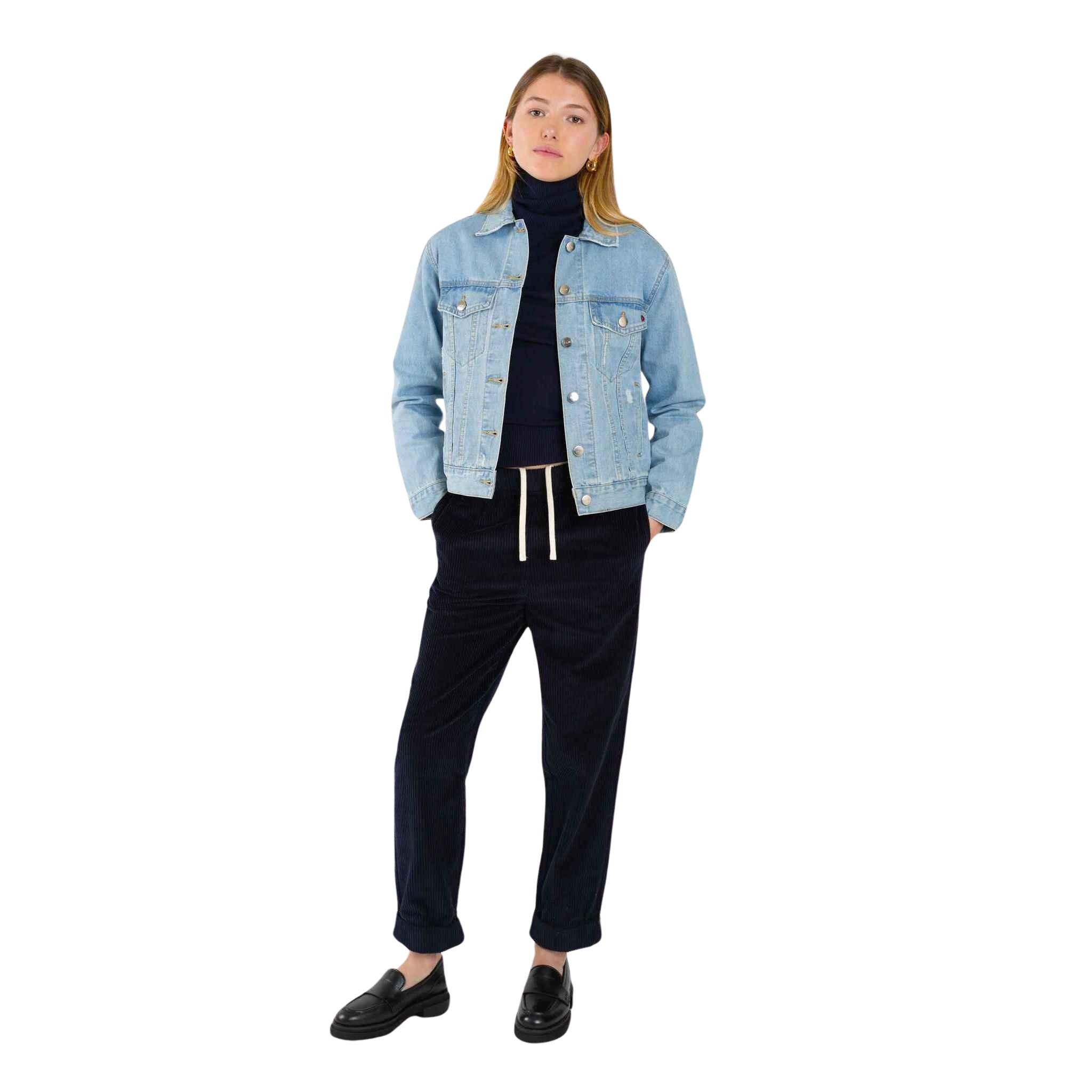 3664185058637 - Blaue Oversize-Jeansjacke aus verwaschenem Canvas aus Baumwolle Damen Vivi