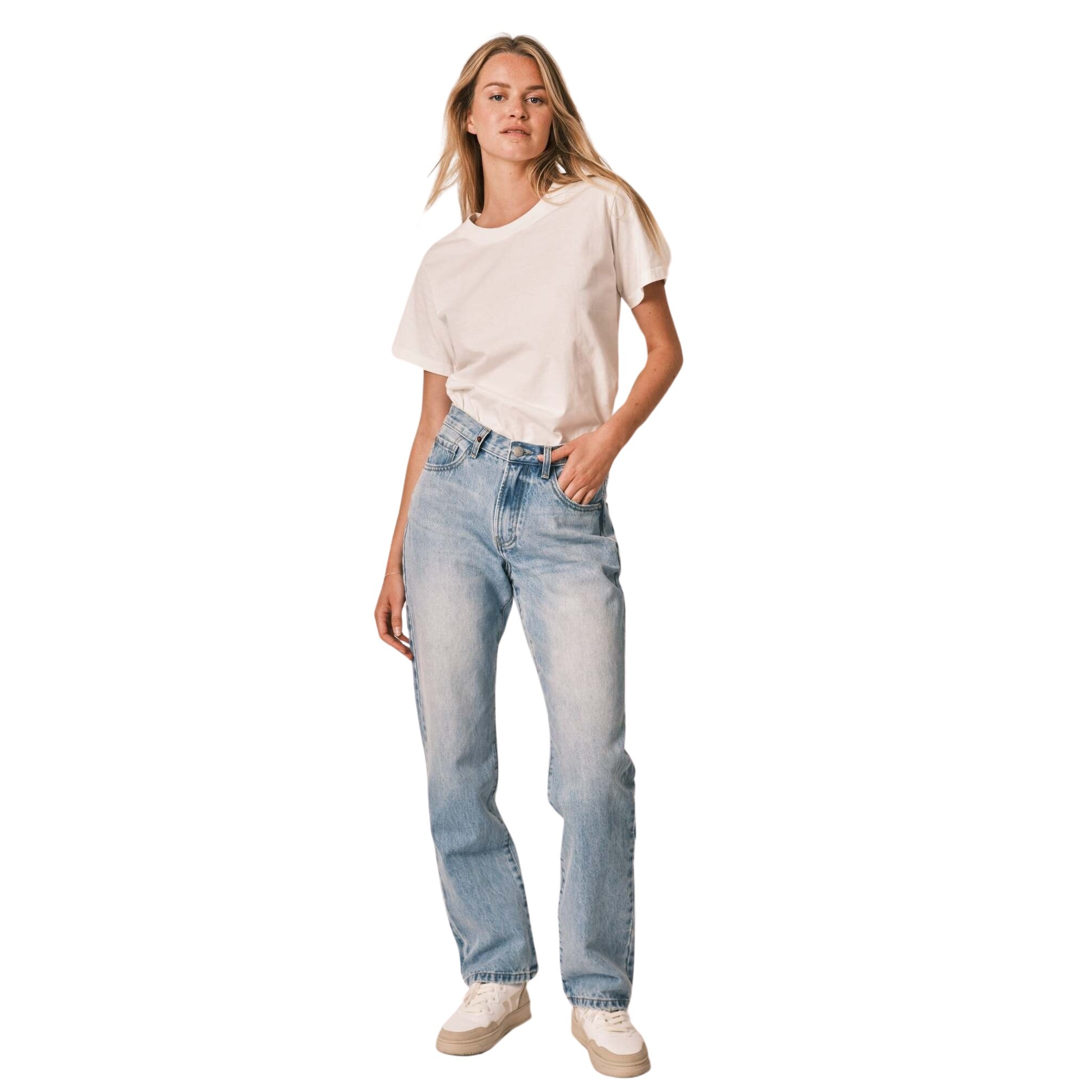 3664185106956 - Hellblaue Boyfriend-Jeans mit hoher Taille aus Baumwolle Damen Manon