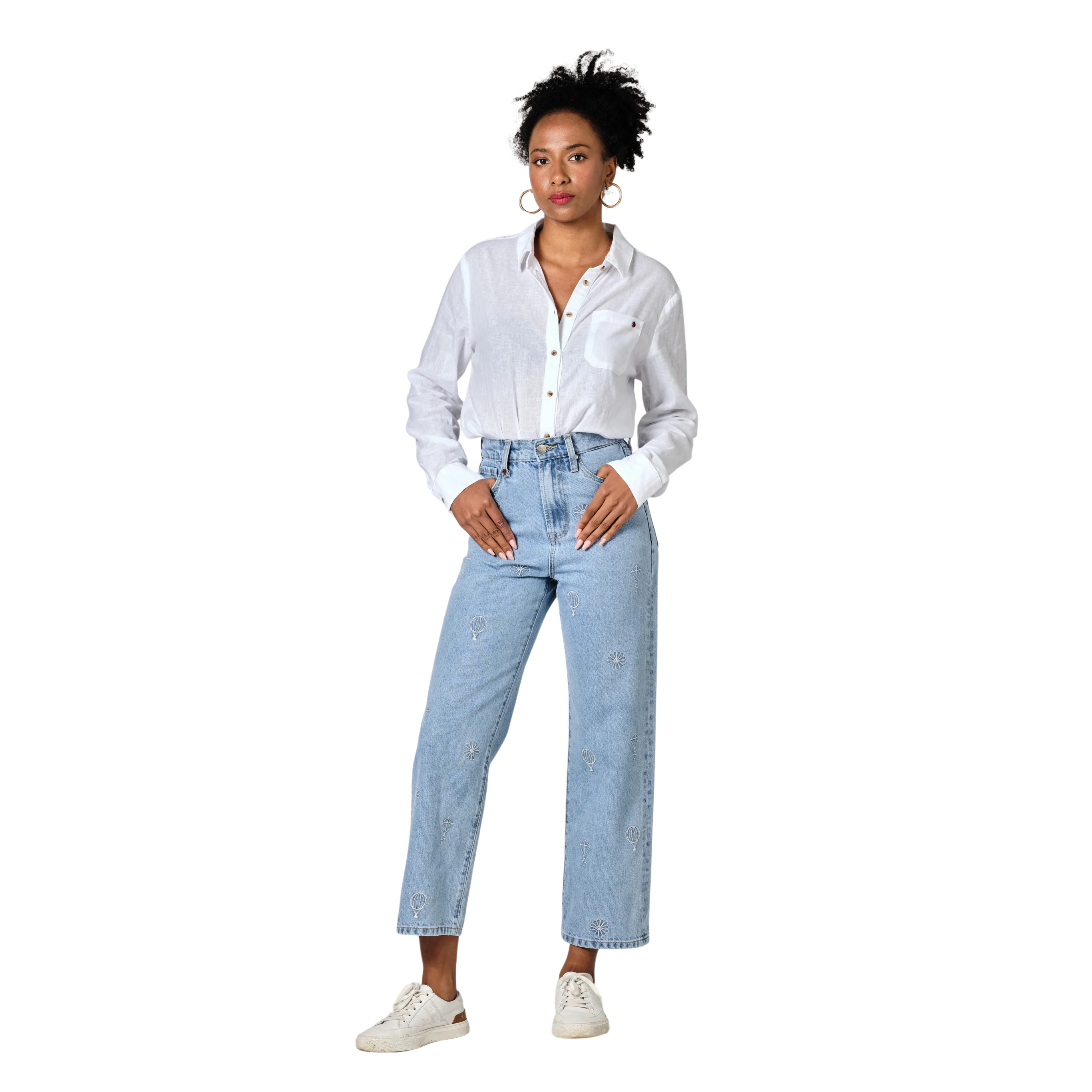 3664185116603 - Kurze bestickte gerade Jeans für Frauen Pola Embro