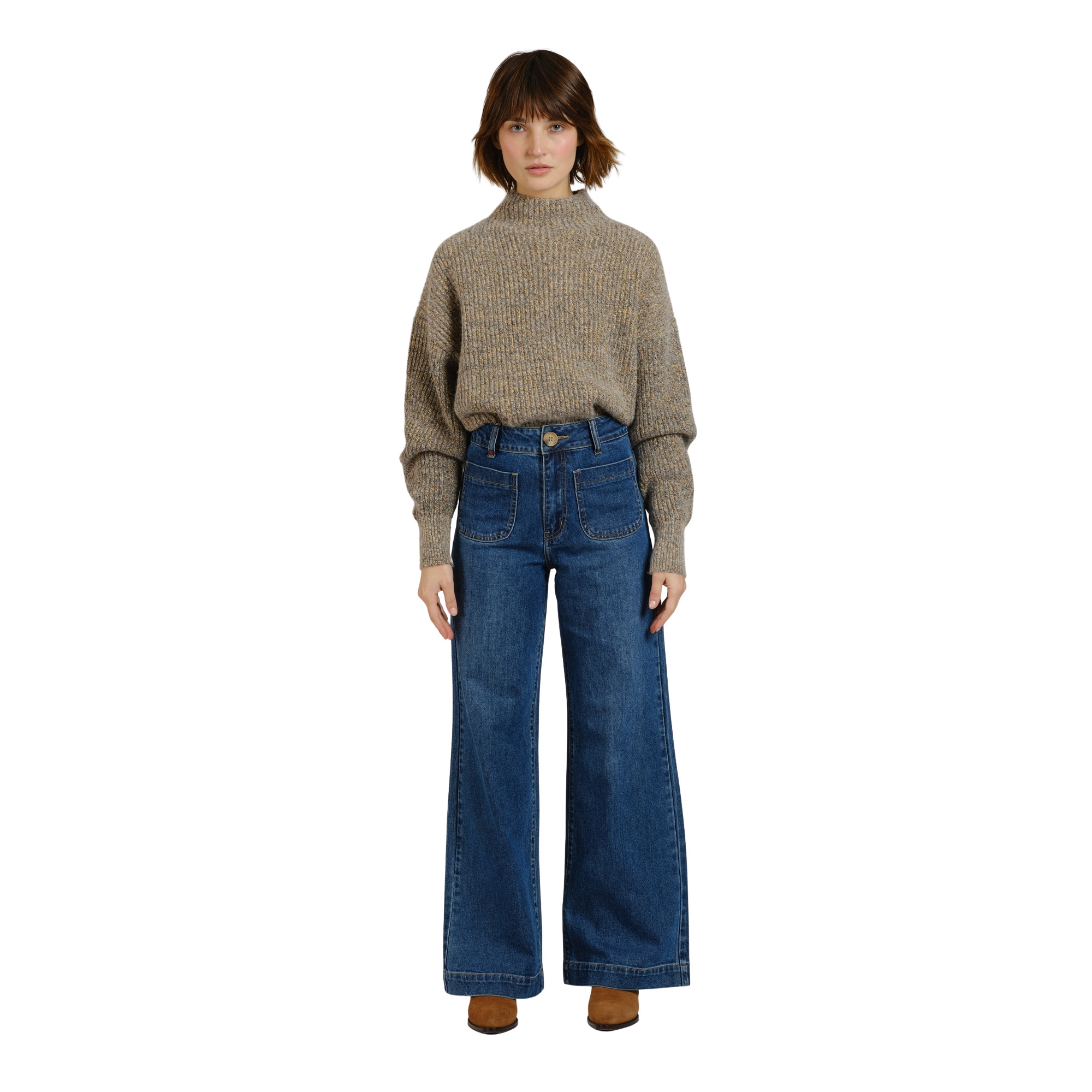3664185119956 - Weite Jeans Damen Fauve