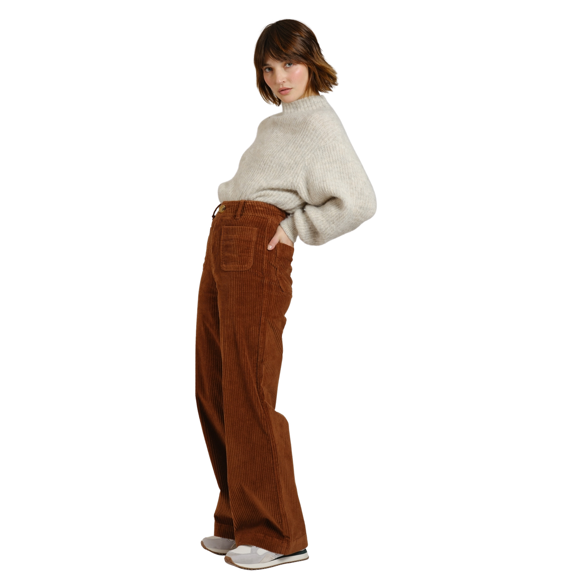 3664185122291 - Weite Jeans Damen Fauve