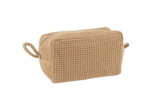 3664323180206 - Kosmetiktasche aus baumwolle mit bienenwabenmuster - karamell Tendance