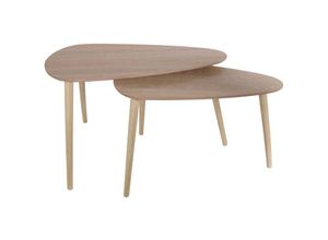 3664944059943 - CMHD6150 Set 2 mesas Nido Madera Kiefernholz Beige One Size - The Home Deco Factory