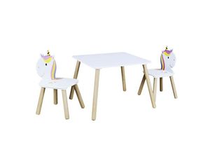 3664944216049 - The Home Deco Kids - Tisch und 2 Stühle aus Holz Einhorn Lily