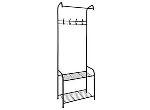 3664944293415 - RG6381 2 Tier Wardrobe with Hook Furniture Entrance Furniture Metal Black 30 x 61 x 170 cm - Je Cherche Une Idee