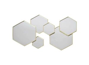 3664944436164 - The Home Deco Factory - Wanddekoration Spiegel aus goldfarbenem Metall Hexagonale