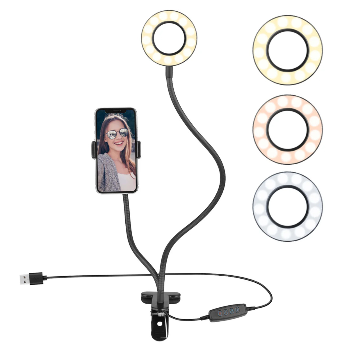 3665315010211 - Selfie-Stativ mit Lampe Platyne 3665315010211 - Selfie-Stativ mit Lampe Platyne