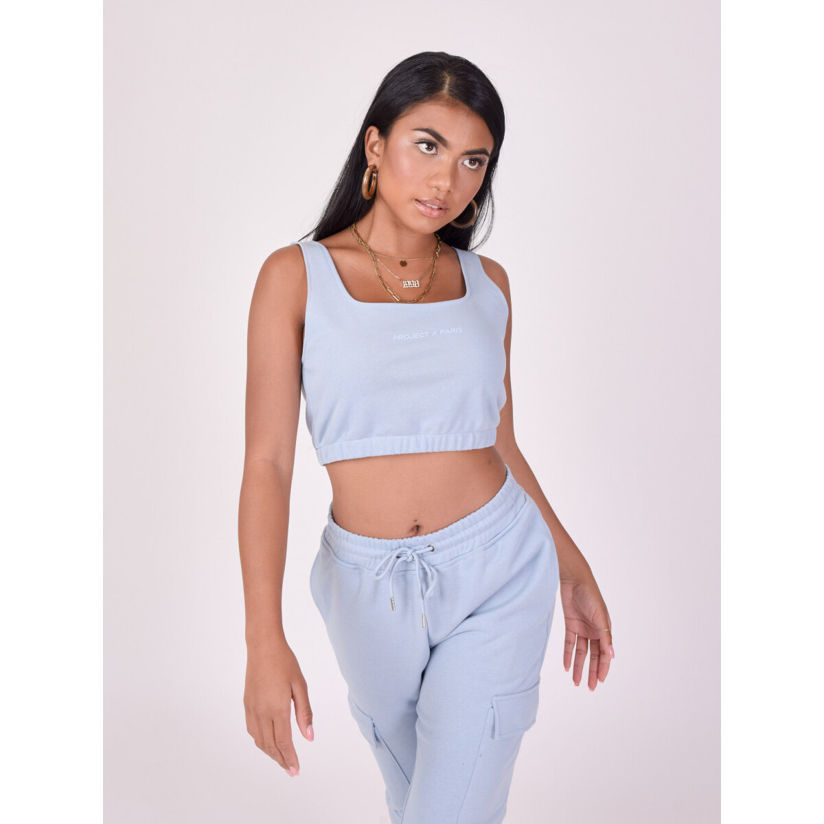 3665957151365 - Damen Basic Crop Top mit breiten Trägern Project X Paris