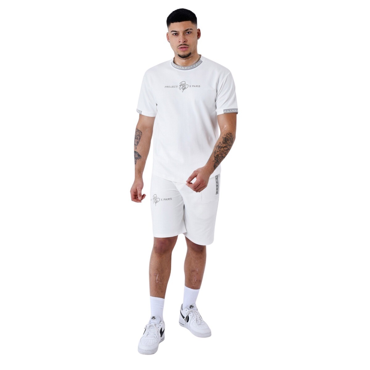 3665957172841 - Einfarbiges T-Shirt mit Logo-Streifen Project X Paris