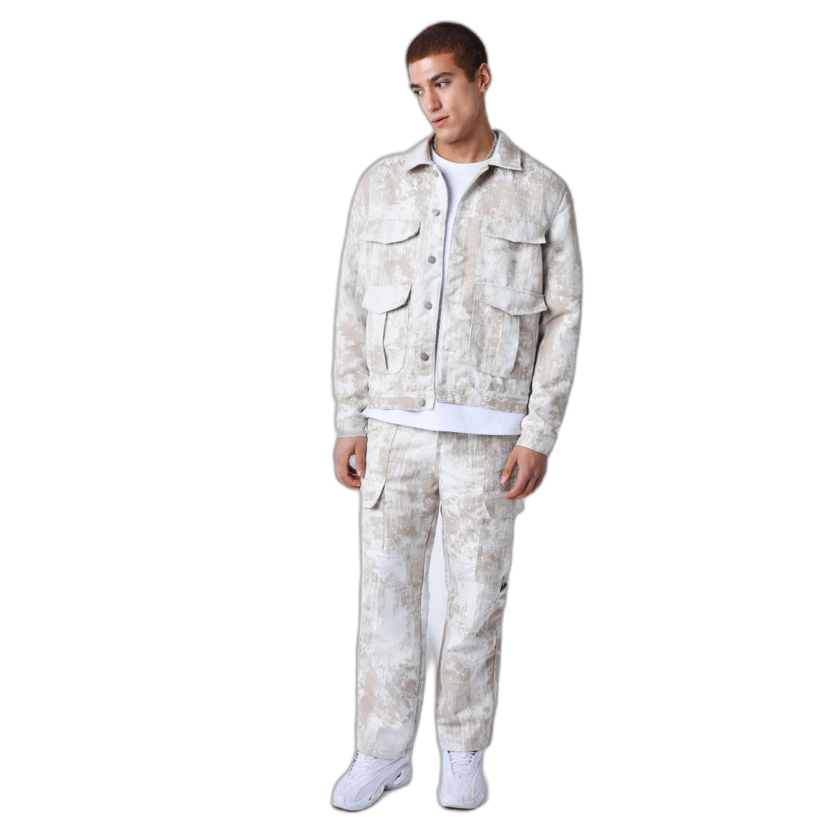 3665957356425 - Jacke mit Taschen aus abstraktem Stoff 1