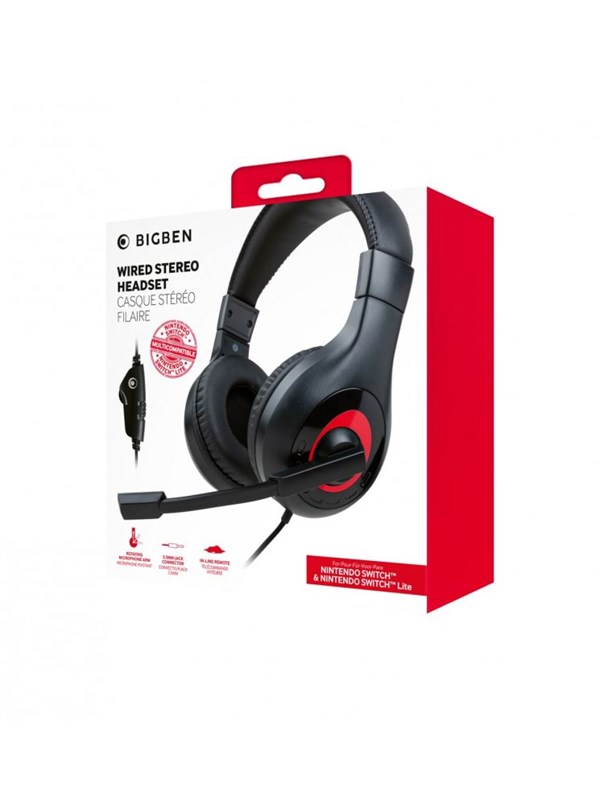 3665962006377 - Stereo Gaming Headset V1 - Black Red - Headset - Nintendo Switch