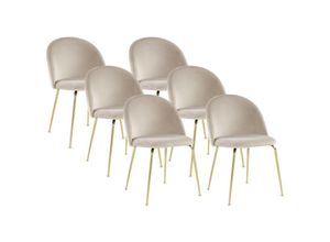 3666471026641 - Stuhl 6er-Set - Samt & Goldfarbenes Metall - Beige - MELBOURNE 3666471026641 - Stuhl 6er-Set - Samt & Goldfarbenes Metall - Beige - MELBOURNE