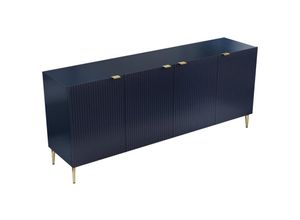 3666471057492 - Vente-unique - Sideboard mit 4 Türen - mdf & Stahl - Blau & Goldfarben - yesinia