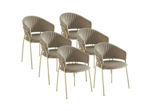 3666471073560 - Pascal Morabito - Stuhl 6er-Set - Samt & Metall goldfarben - Beige - madolia von 3666471073560 - Pascal Morabito - Stuhl 6er-Set - Samt & Metall goldfarben - Beige - madolia von