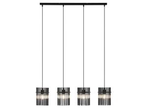 3666471080247 - Vente-unique - Hängeleuchte - Industrial Style - 4 Lampenschirme - Rauchglas - 110 x 140 cm - Schwarz - divo