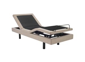 3666471106398 - Vente-unique - Dekoratives Bettgestell mit elektrischer Relaxfunktion - 90 x 200 cm - Stoff - Beige - alpana von ysmée