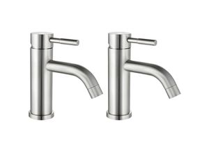 3666471107821 - Vente-unique - 2er-Set mechanische Einhebelmischer - abgerundet - Edelstahl - Ausführung Nickel gebürstet - 17 cm - salavan 3666471107821 - Vente-unique - 2er-Set mechanische Einhebelmischer - abgerundet - Edelstahl - Ausführung Nickel gebürstet - 17 cm - salavan