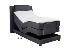 3666471119107 - Boxspringbett mit Bettkopfteil + elektrischem Untergestell mit Relaxfunktion + Matratze + Topper - 100 x 200 cm - Stoff - Anthrazit - castel ii von