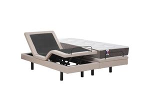 3666471149128 - Dekoratives Bett mit elektrischer Relaxfunktion + 3-Zonen-Matratze aus 100 % Latex - 2 x 90 x 200 cm - Stoff - Beige - panisola von dreamea