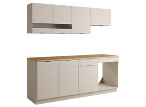 3666471156423 - Vente-unique - Küchenzeile - Mit Arbeitsplatte 200 cm - Beige & Holzfarben - carmeo