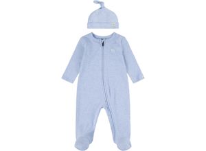 3666643075200 - Neugeborenen-Geschenkset LEVIS KIDS LVN FOOTED COVERALL & HAT SET Gr 1 (56) blau (lt mist htr) Baby KOB Set-Artikel UNISEX