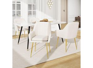 3671285152370 - Redom - Set aus 4 Samt-Esszimmerstühlen mit getuftetem Design und verzinkten Beinen für Esszimmer und Küche (Beige)