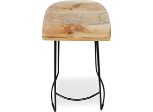 3680881284699 - Privatefloor - Industrial Barhocker 76 cm Yaina - Holz und Metall Hellbraun - Stahl Holz - Hellbraun