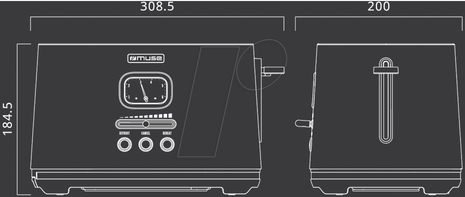 3700460208745 - MUSE MS-130 W - MUSE Edelstahl-Toaster weiß MS-130 W