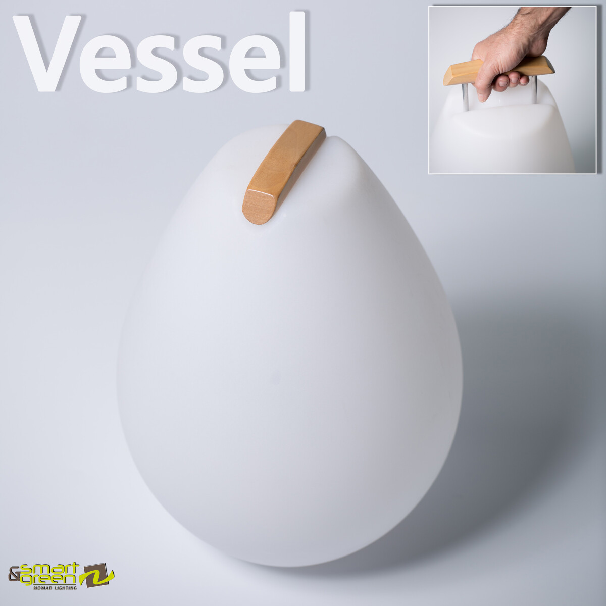 3700568228348 - Designleuchte VESSEL 2 S mit Holzgriff 21x27cm App-control