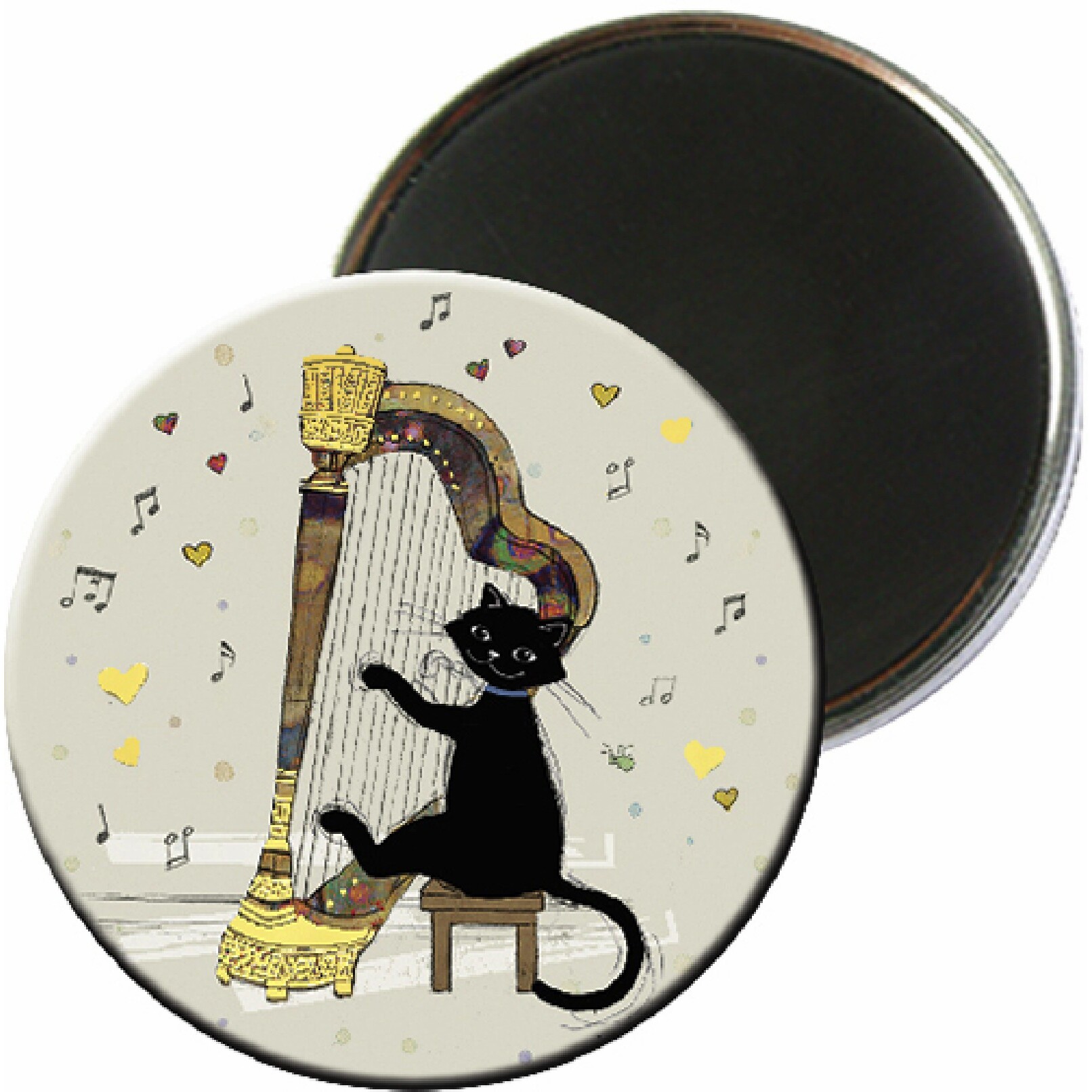 3700572737164 - Runder Magnet Katze Musik Harfe Bug Art