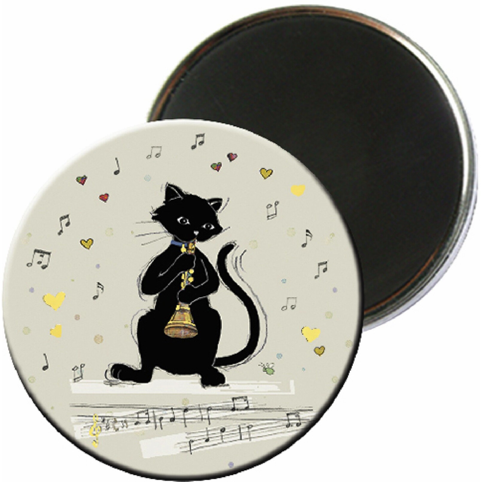 3700572737171 - Runder Magnet Musik Trompete Katze Bug Art