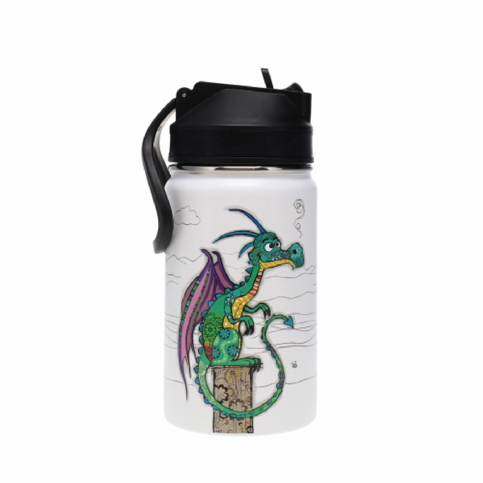 3700572763804 - Trinkflasche mit Strohhalm Drache Kind Kook