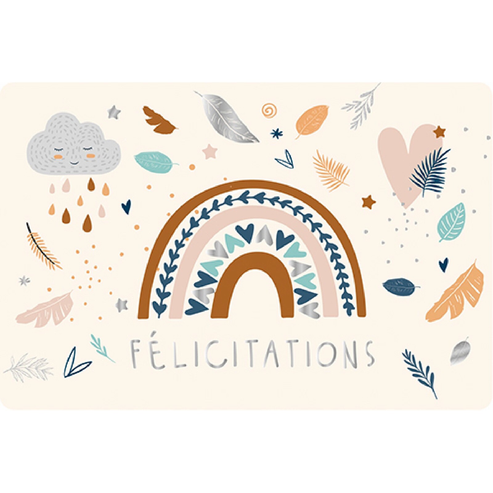 3700572781167 - Doppelte Karte Des Plumes Et Des Fleurs Félicitations Naissance