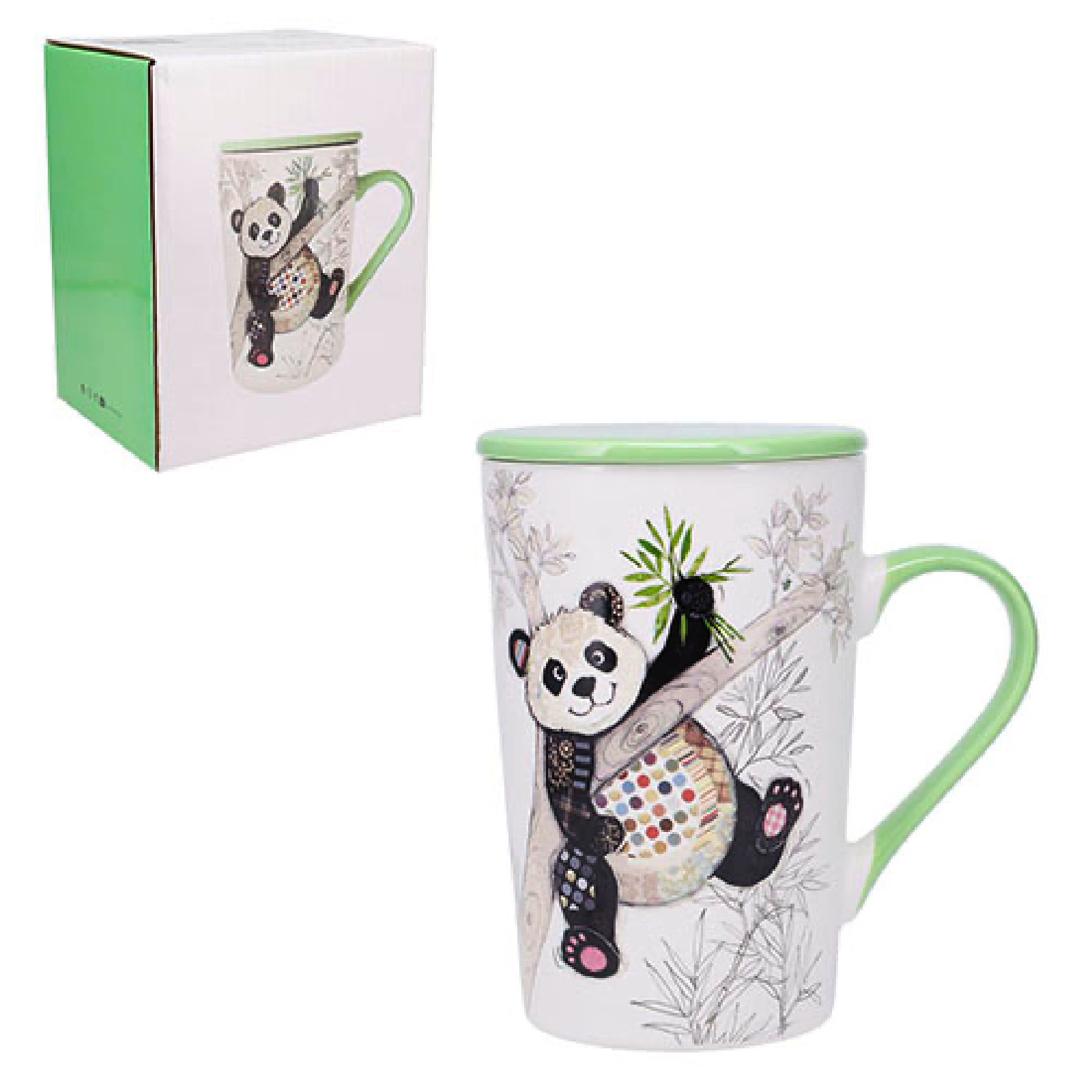 3700572801124 - Matte Panda Teetasse mit konischem Design Kook