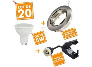 3700710811404 - Eclairage Design - 20 x Verstellbare Einbaustrahler Brushed Stahl komplett led 5W eq 40W Température de Couleur Blanc chaud 2700K