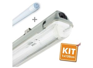 3700710812388 - Eclairage Design - Gehäuse-Kit led 18W 120cm T8 wasserdicht + LED-Röhre | Farbtemperatur 4000K neutralweiß