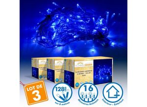 3700710814429 - 3er-Set 8 Meter 128 LED-Lichterketten - Blau im Freien