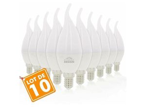 3700710815532 - Eclairage Design - Los mit 10 LED-Lampen E14 Flame 6W Eq 40W Température de Couleur Blanc chaud 2700K