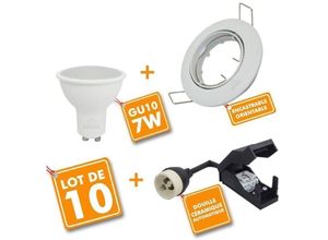 3700710818359 - Eclairage Design - 10 x weißer schwenkbarer Einbaustrahler komplett led 7W eq 60W Température de Couleur Blanc chaud 2700K 3700710818359 - Eclairage Design - 10 x weißer schwenkbarer Einbaustrahler komplett led 7W eq 60W Température de Couleur Blanc chaud 2700K