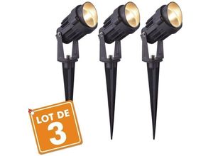 3700710822066 - Set mit 3 JERSEY Spots für Garden LED 6W Schwarz Température de Couleur Blanc neutre 4000K