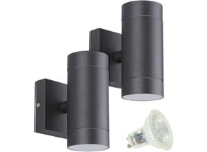 3700710828501 - Arum Lighting - 2er-Set Außenwandleuchten venice black mit zwei Lichtkegeln und 4 GU10-5-W-LED-Lampen Température de Couleur Blanc neutre 4000K