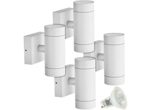 3700710828709 - Arum Lighting - Set mit 4 weißen VENICE-Außenwandleuchten mit zwei Lichtstrahlen und 8 GU10-5-W-LED-Lampen Température de Couleur Blanc chaud 2700K