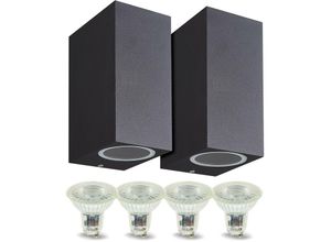 3700710828839 - Arum Lighting - Set aus 2 Manathan black Außenwandleuchten mit zwei Strahlen und 4 GU10 5W LED-Lampen Température de Couleur Blanc chaud 2700K