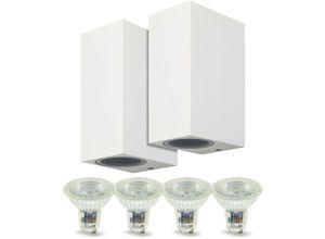 3700710828921 - Arum Lighting - Set aus 2 zweistrahligen Außenwandleuchten in Manathan White mit 4 GU10 5W LED-Lampen Température de Couleur Blanc neutre 4000K